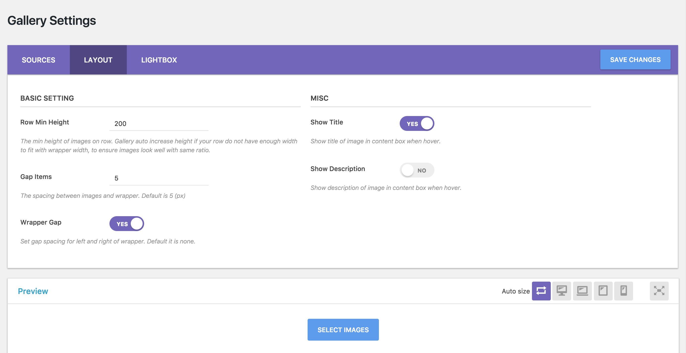 Setting layout images.