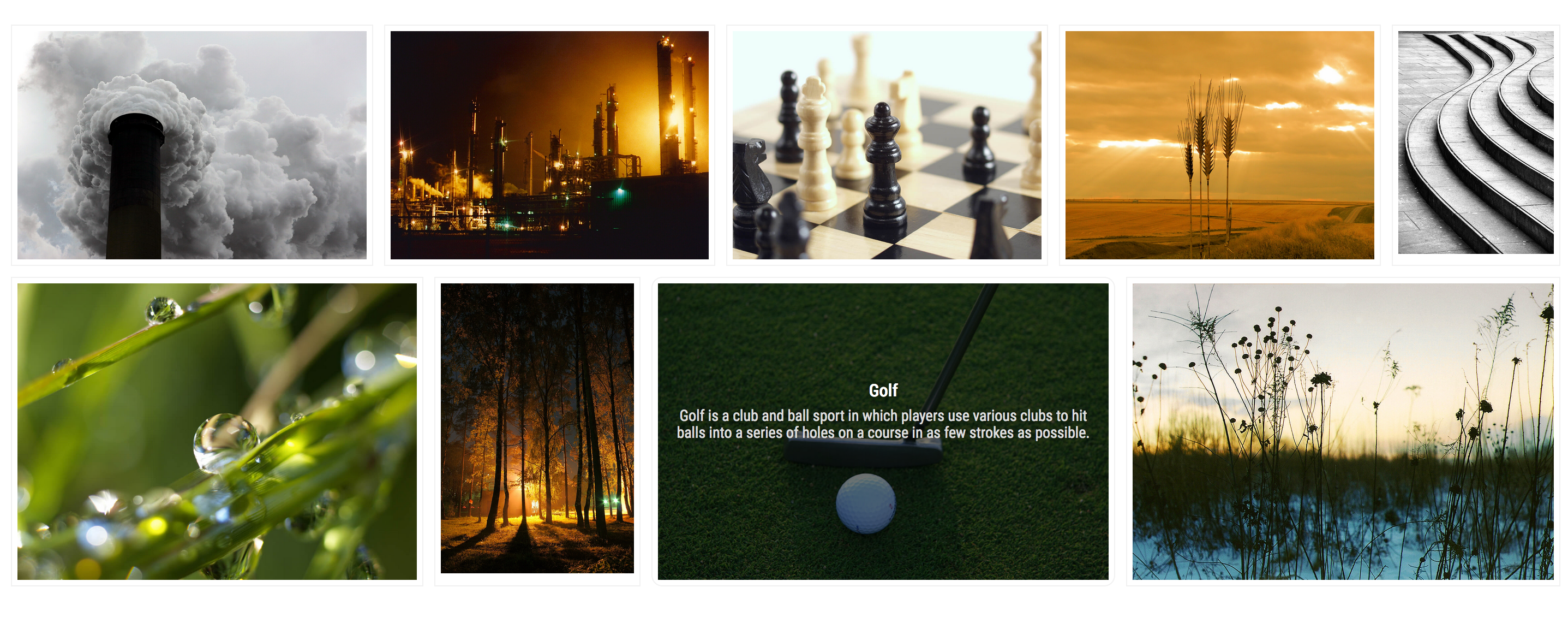 Bordered Layout with overlay content on hover