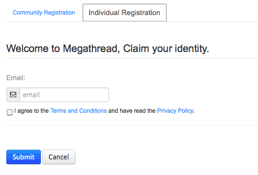 We recommend notifying your user base about Megathread and asking them to register through our simple user membership process.  This will allow you to see who they actually are over your dashboard and widgets, and it will build a profile for them that measures their influence over any online community that uses Megathread.