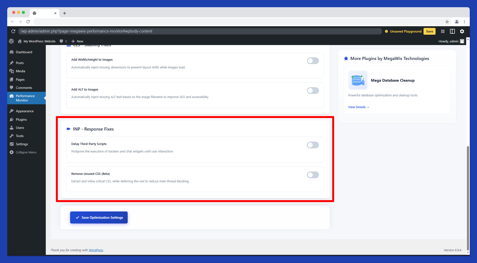 INP Optimization – Reduce input lag and improve interactivity with smart script optimization.