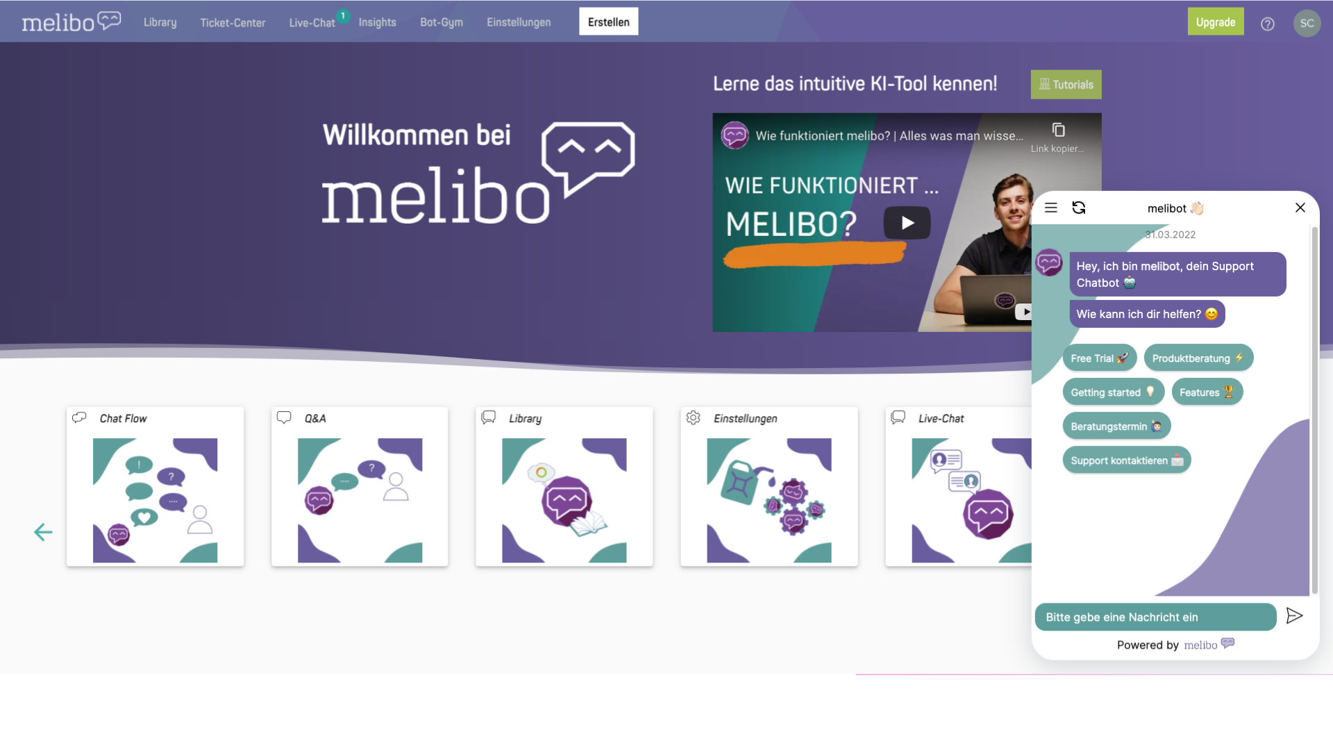 melibo interface: build your chatbot without any coding.