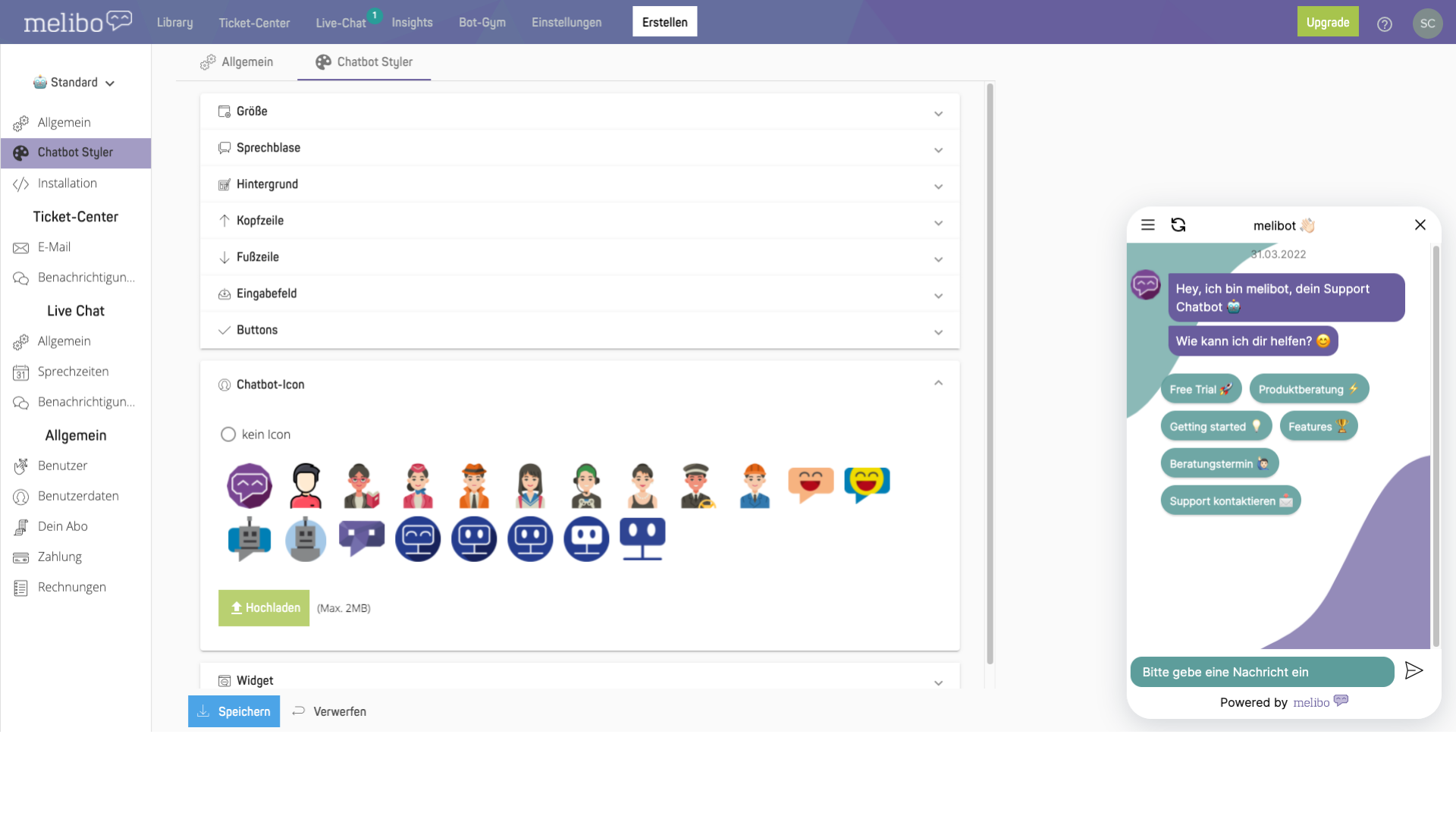 Chatbot Styler: customize your chatbot widget freely according to your brand and your CI.