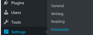 Locate the WP-Admin Settings > Discussion options page.