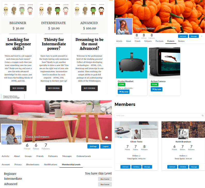 Membership Plugin admin panel. Pages settings