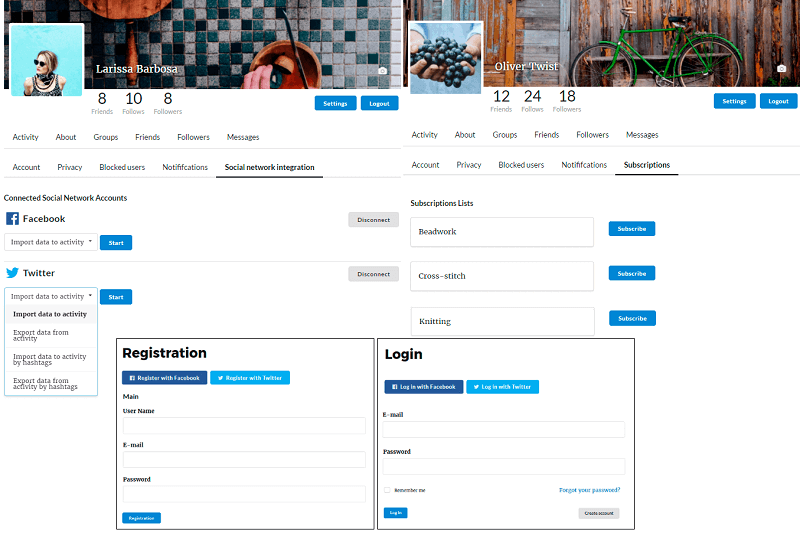 Membership Plugin admin panel. Content settings