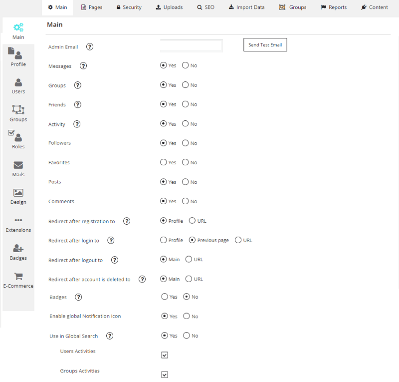 Membership Plugin admin panel. Profile settings