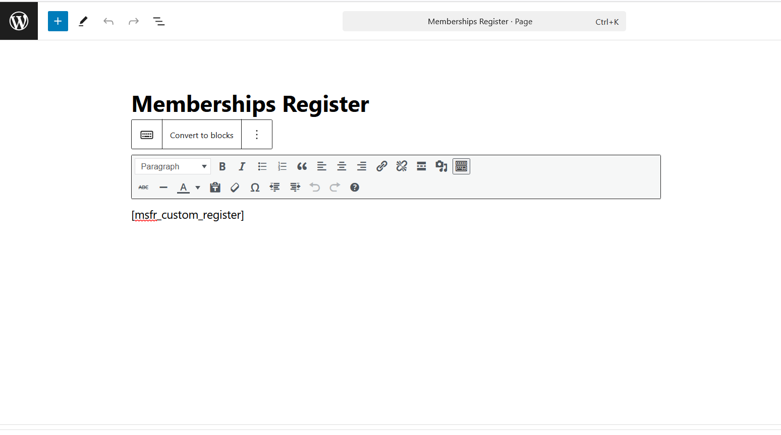 **Shortcode in Admin Editor View:** The admin interface showing the shortcode placement in the editor.