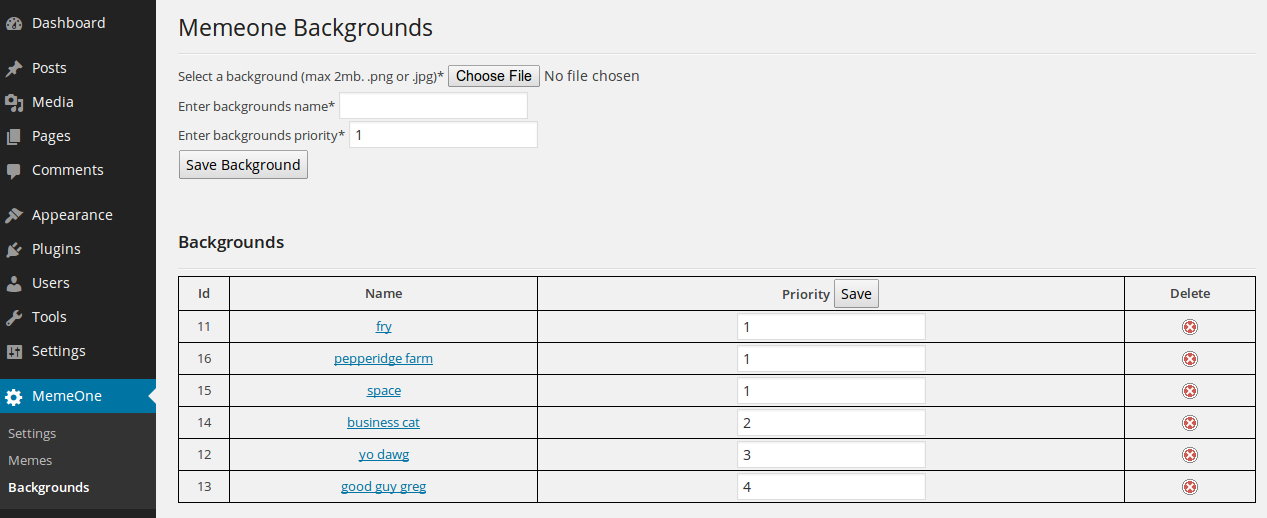 Plugin's form