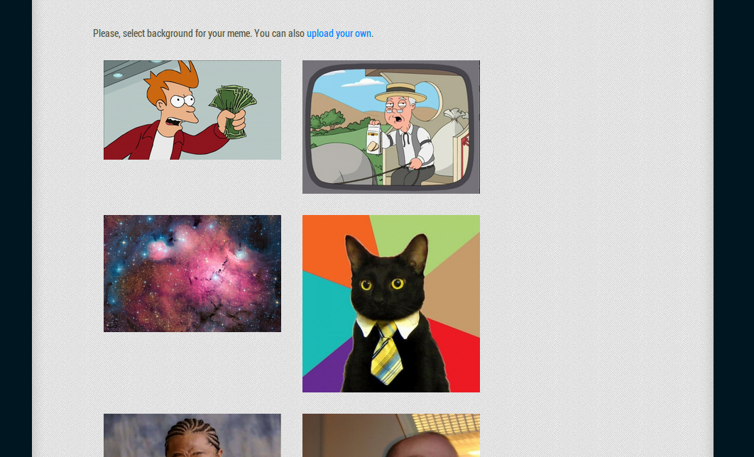 Users can select a background for their memes