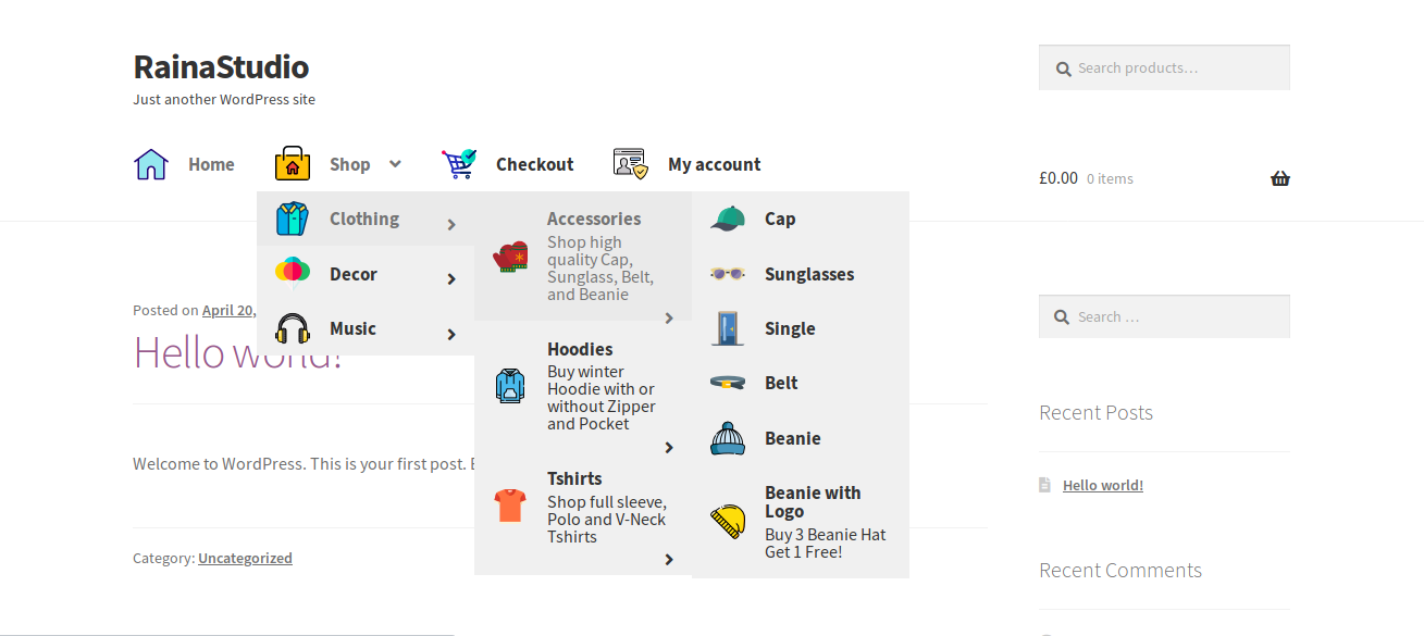 Menu Iconset tested with Storefront