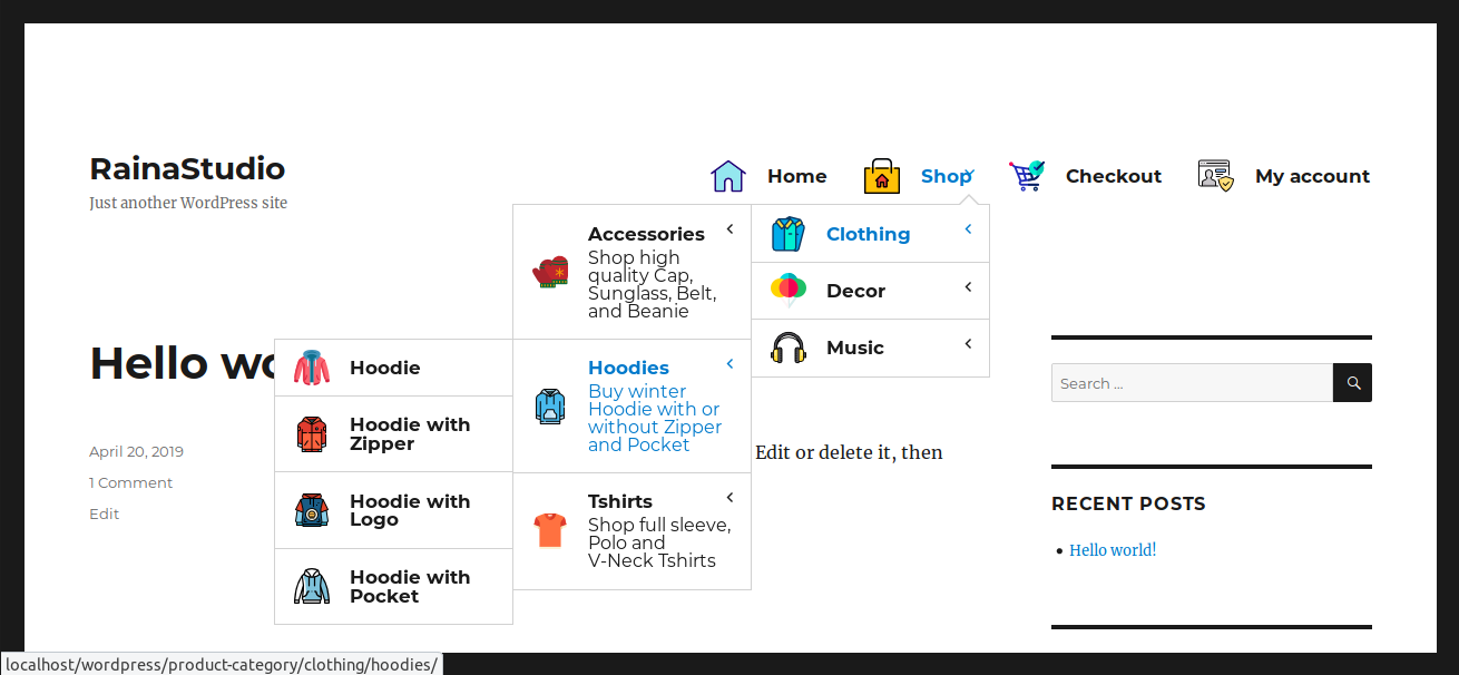 Menu Iconset tested with Twenty Sixteen