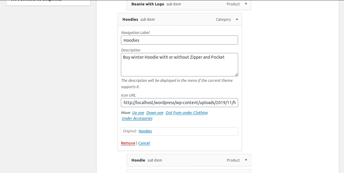 Write item description and copy paste icon url