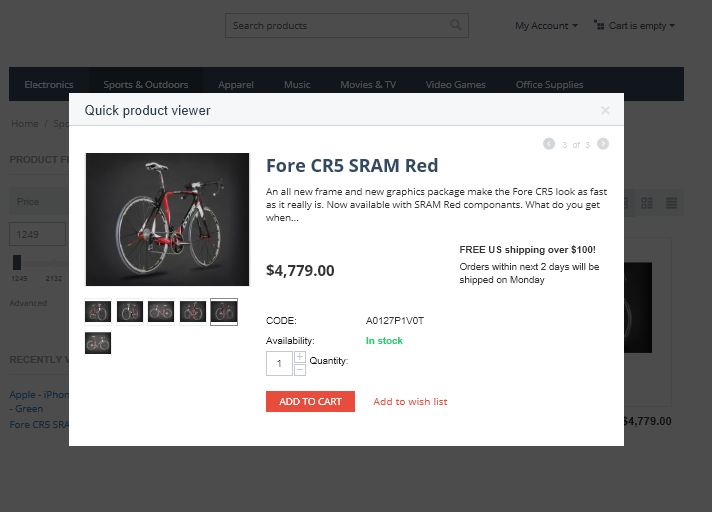 Quick product view