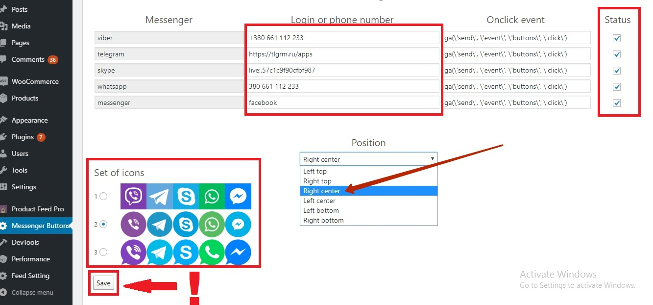 Messenger Buttons Light Settings