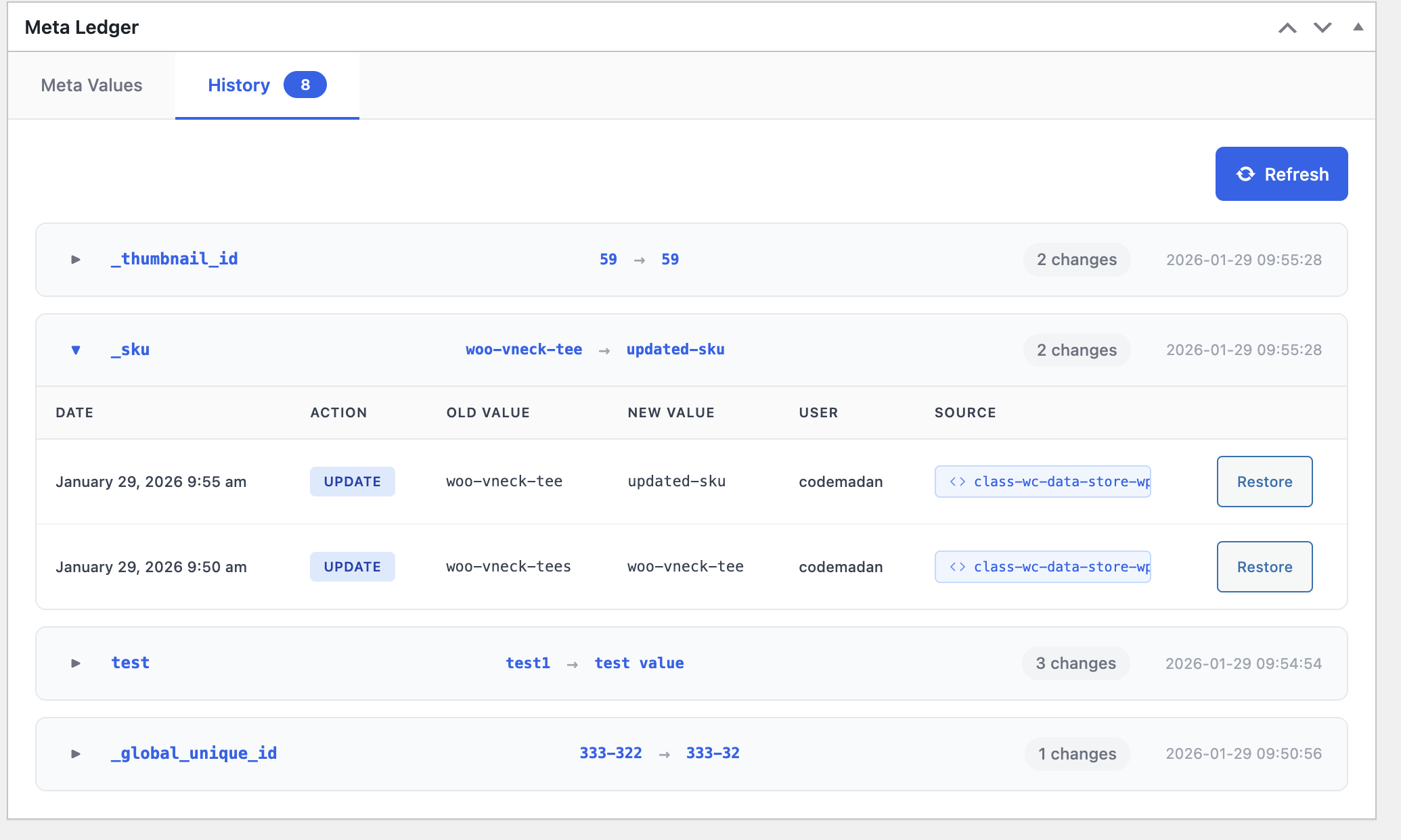 Restore confirmation dialog