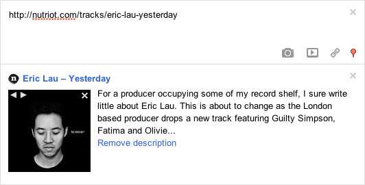 a link with a SoundCloud player shared on Google+