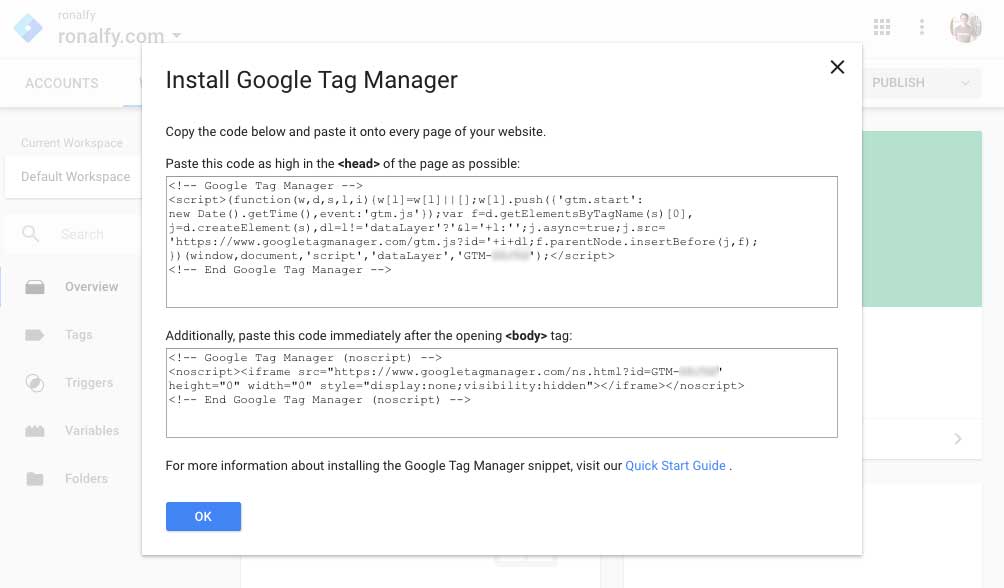 Recommended Google Tag Manager snippet