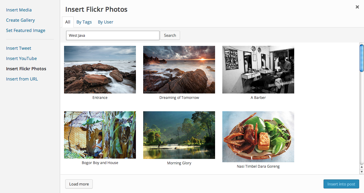 Search photos from Flickr within media explorer
