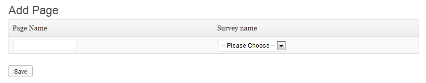 Add page (You can add as many pages for a particular survey)