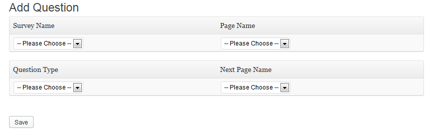Add question (Each of the above pages will have 1 question)