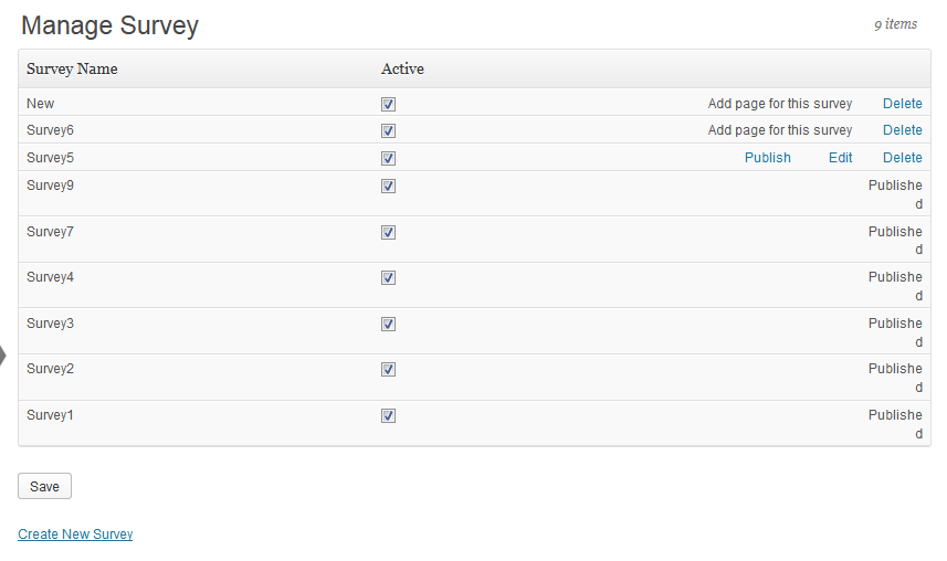 Manage surveys