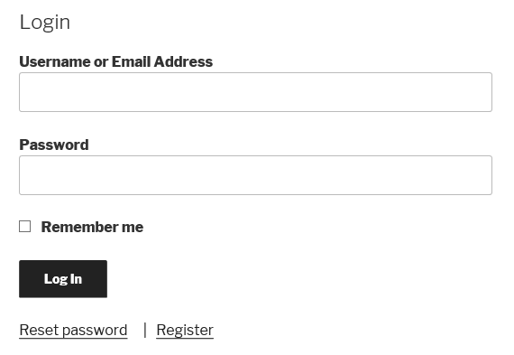 Login form on Twentyseventeen page.