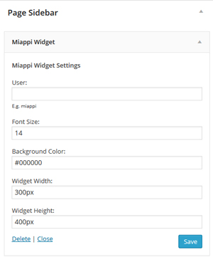 Instructions for adding Miappi widget to sidebar of your website