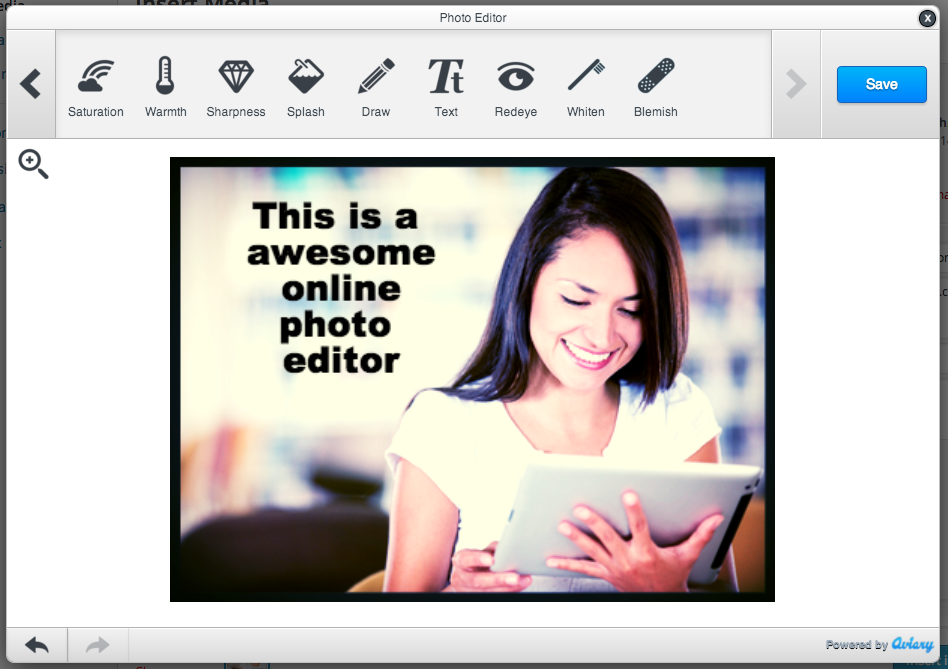 Awesome online photo editor from Aviary - edit, crop, add text and much more. We always save the original version as well.