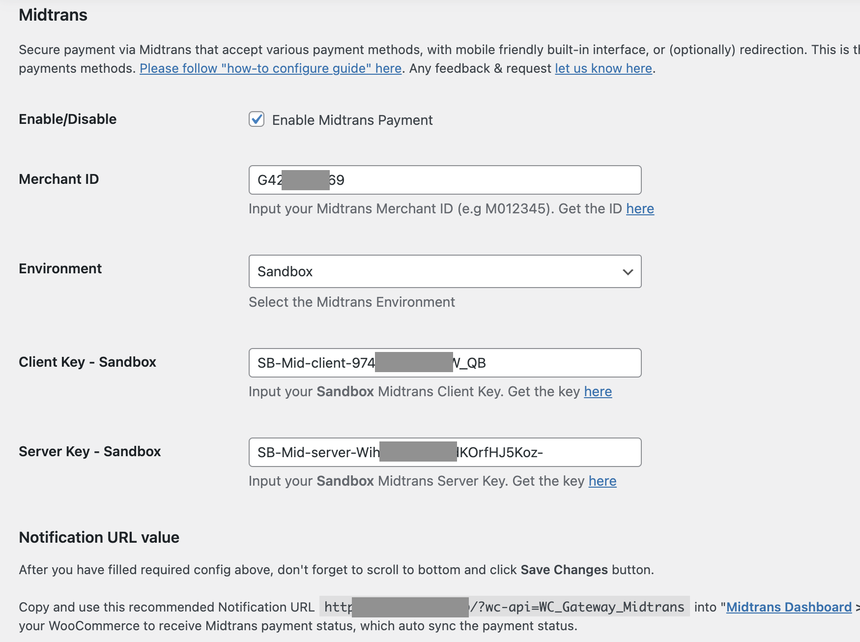 Configuration page