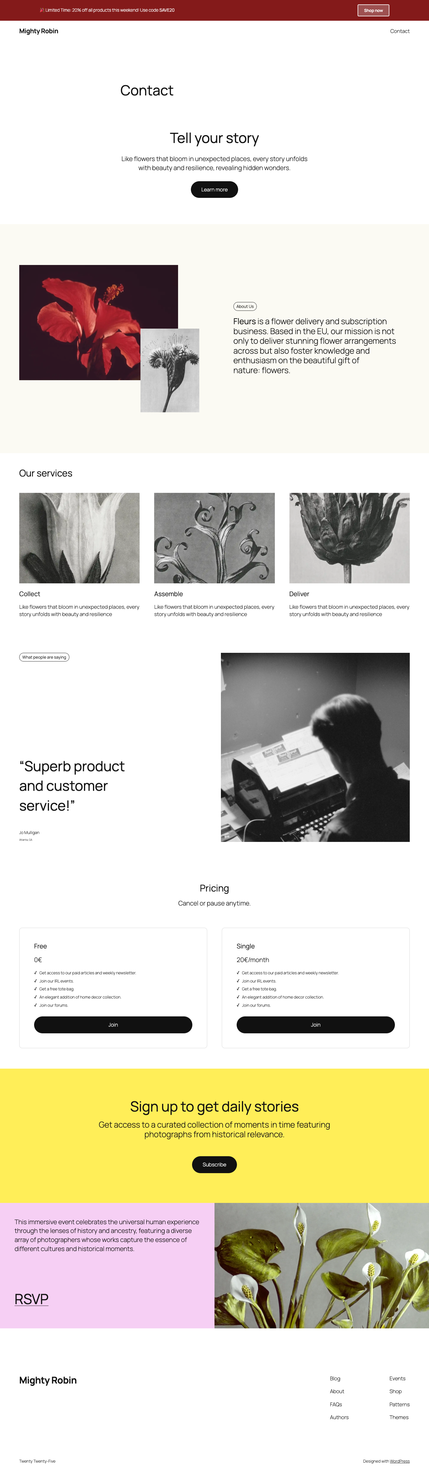Example of fixed top notification bar on a live website