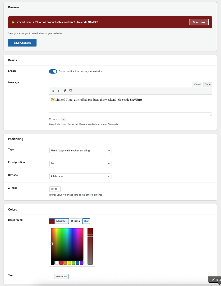 Color customization with live preview