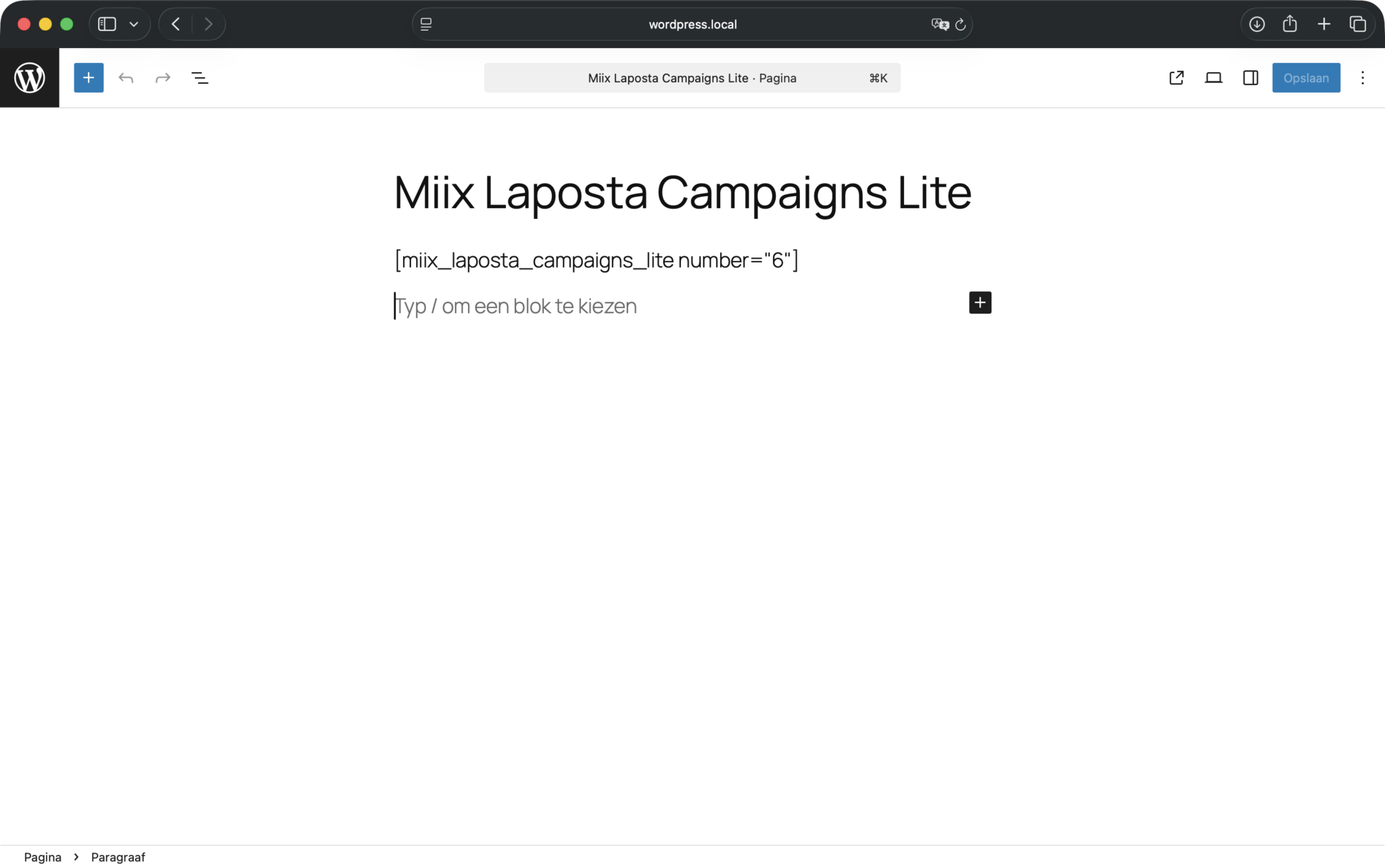 Adding the shortcode to a post or page in the WordPress editor