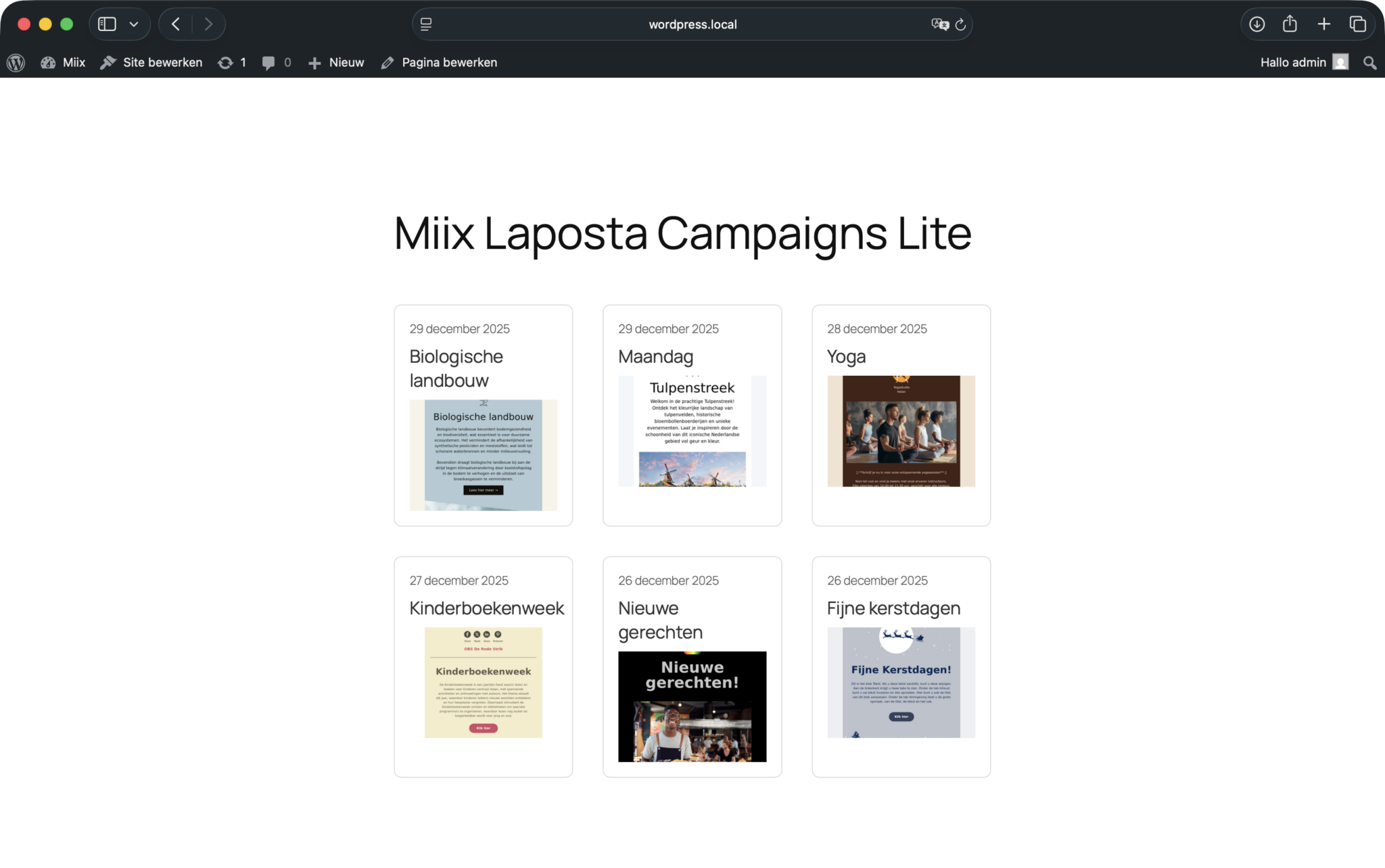 Frontend display of campaigns on your website
