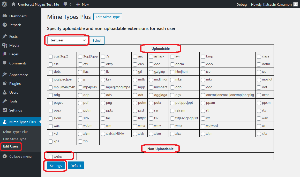 Specify extensions