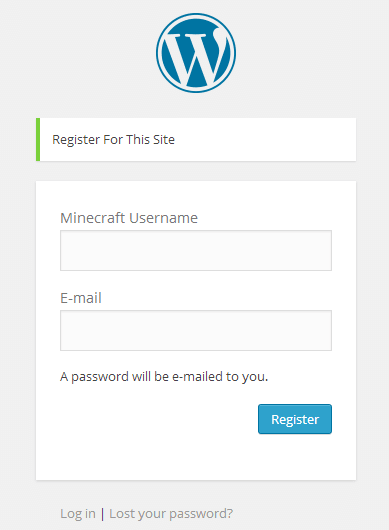 Login form, registration option