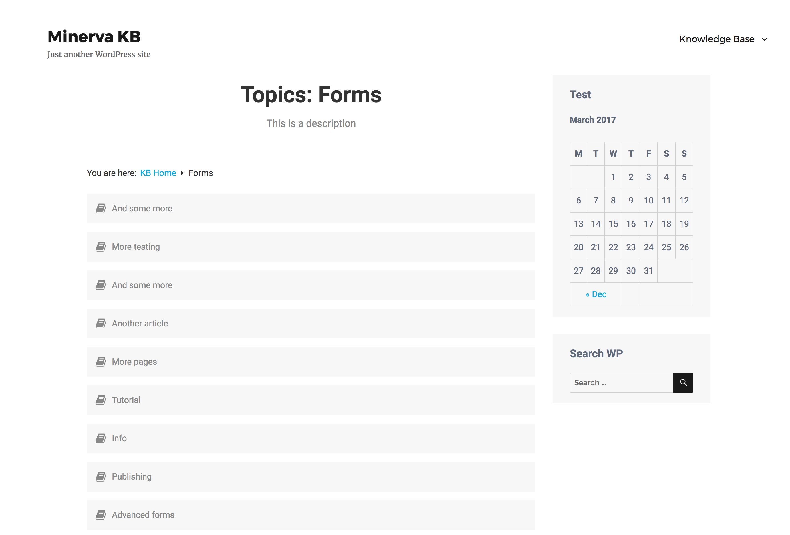 Knowledge base topic