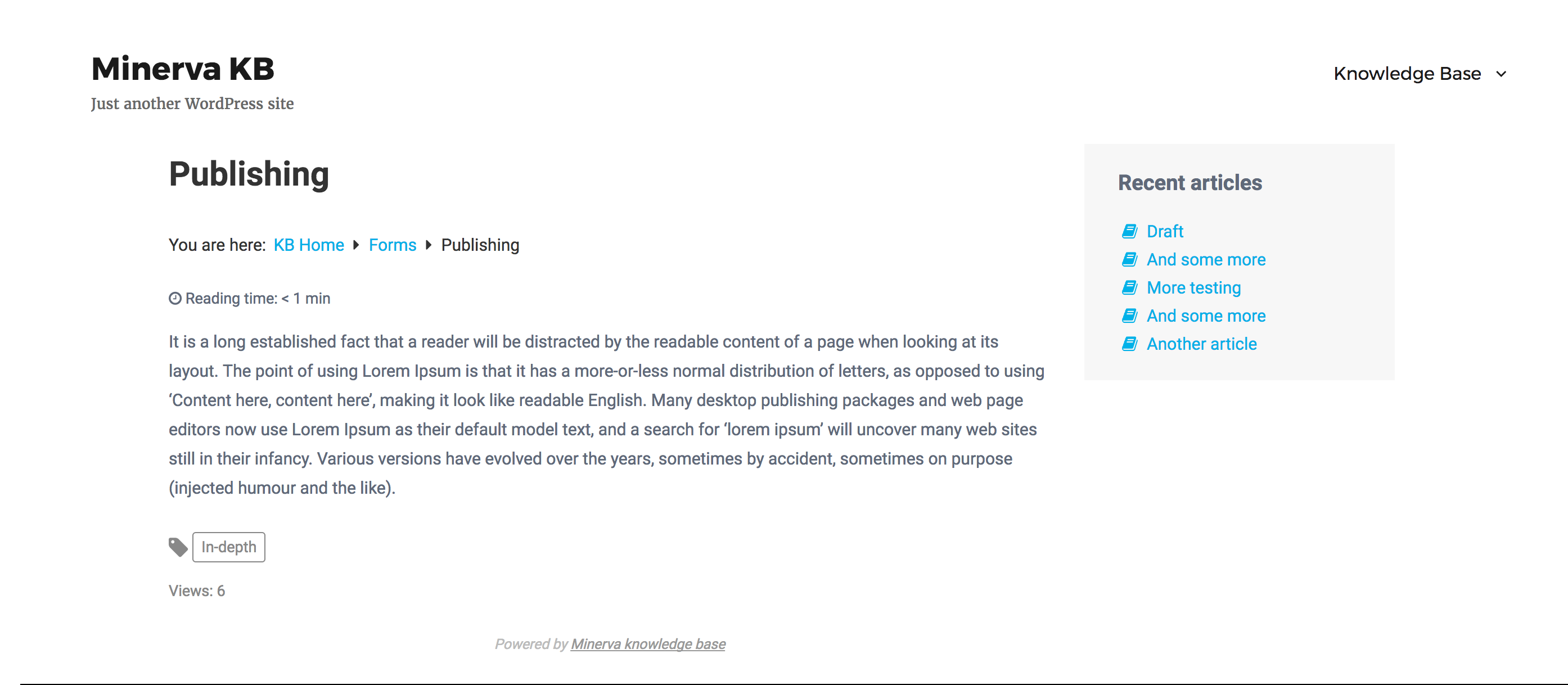 Knowledge base article page