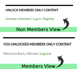 Mini Membership Sidebar Widget in action - for members and non-members