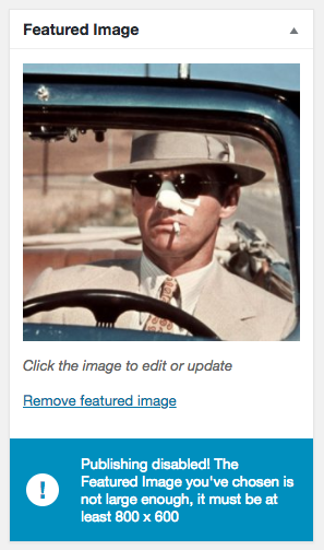 Error message displayed to user if image isn't large enough