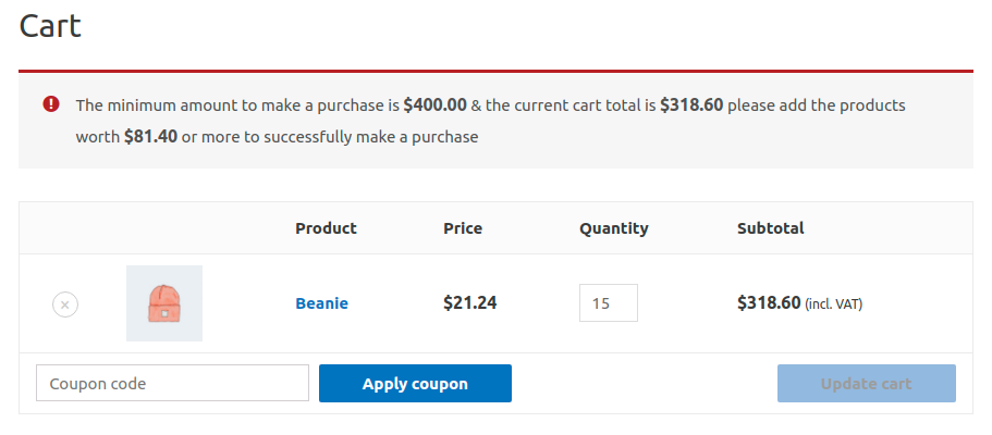 Cart/Checkout Page Warnings.