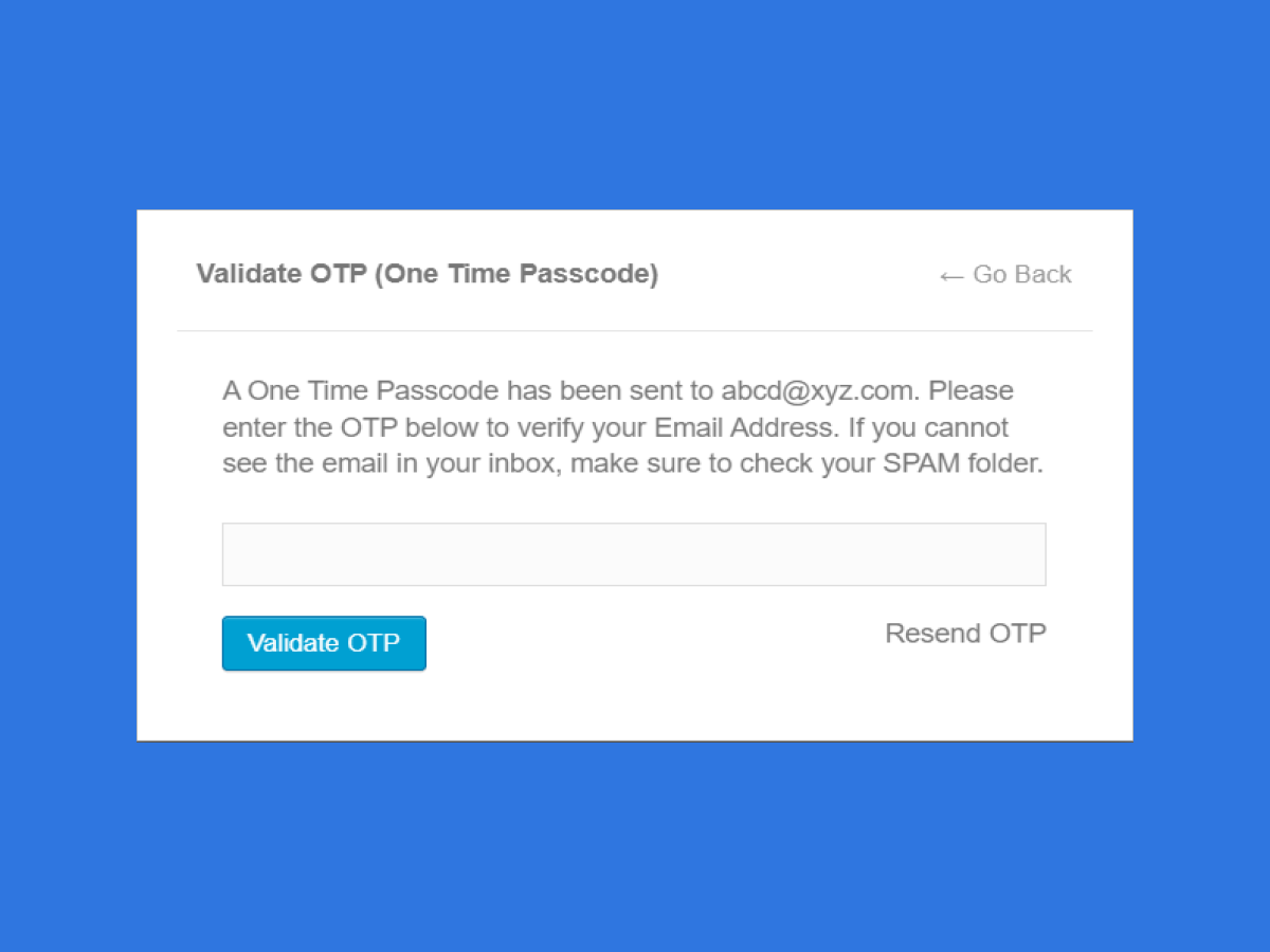 Email Verification via OTP