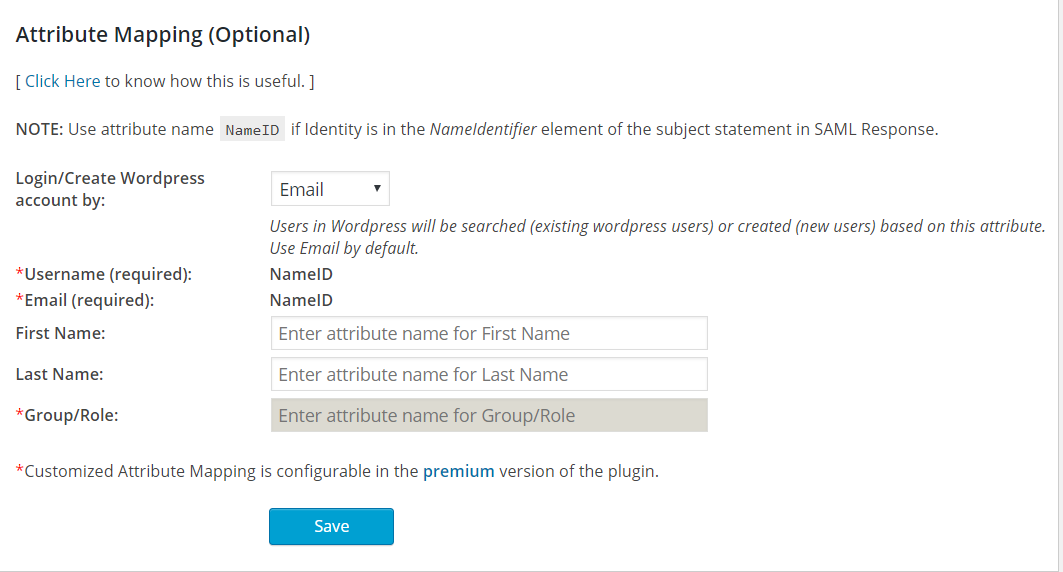 Attribute Mapping Configuration.