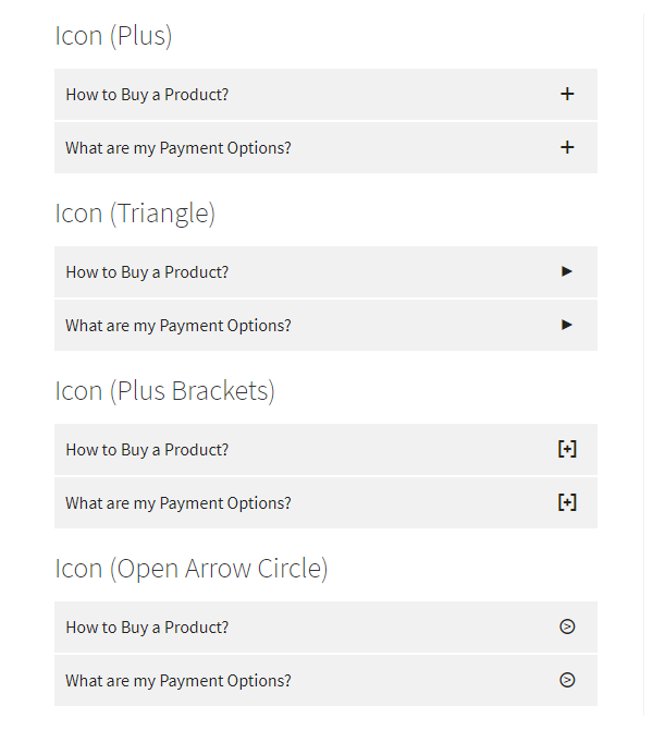 Icons for FAQs