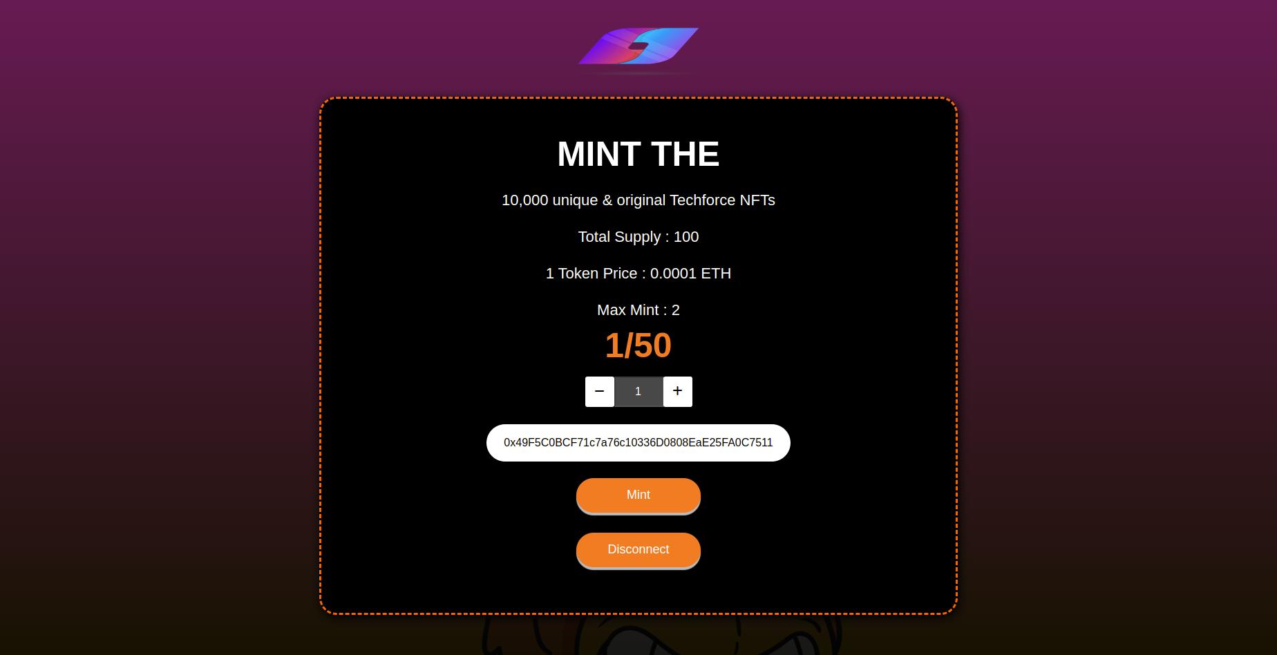 frontend mint page.