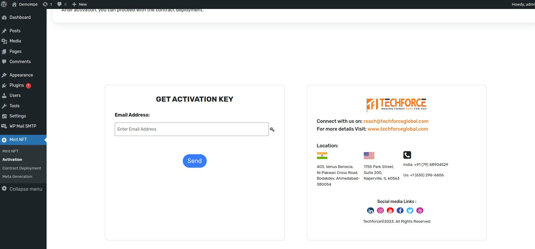 successful mint with popup
