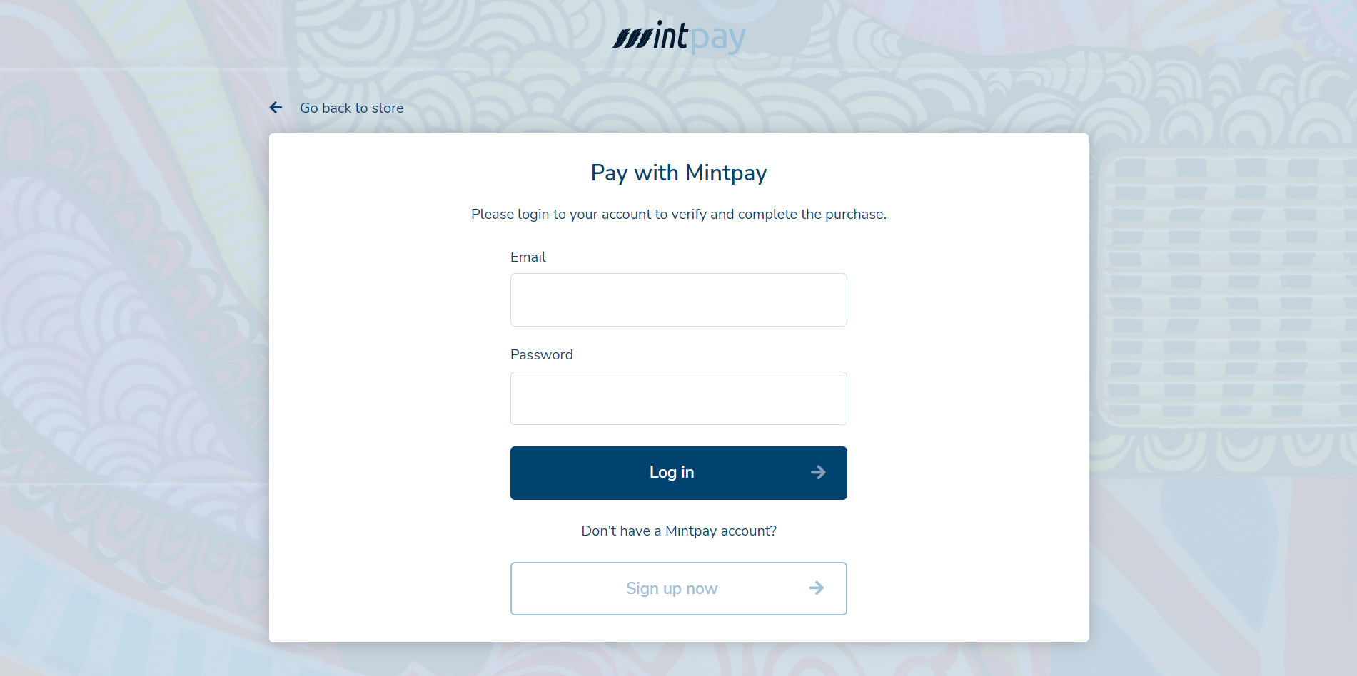Mintpay login page