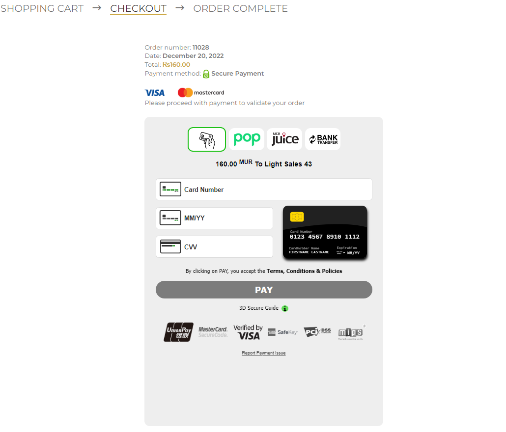 Payment iframe