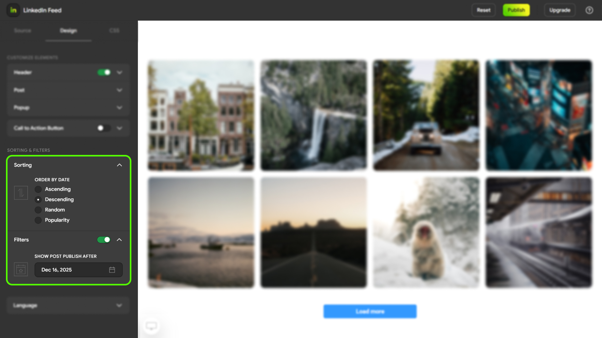 Layout and template selection