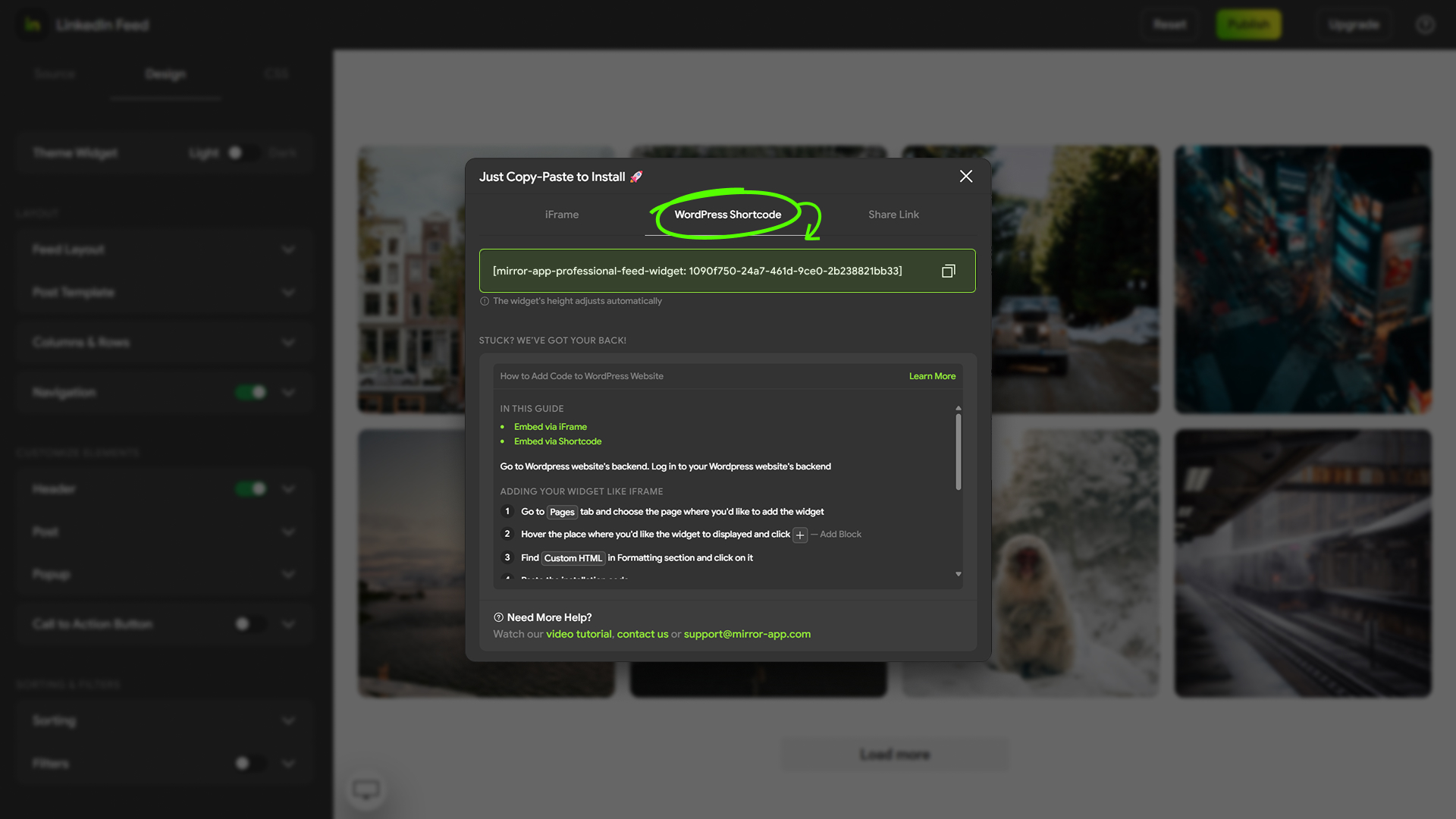 Navigation and header settings