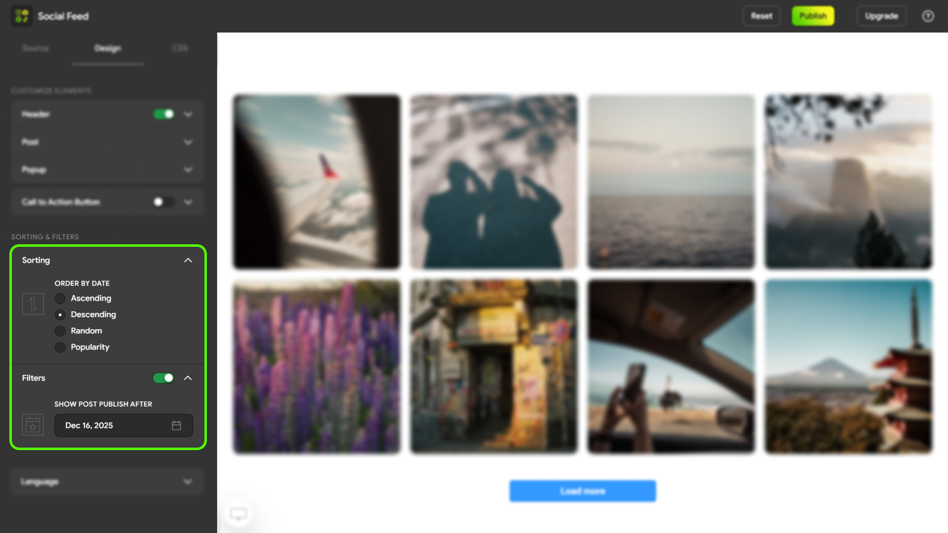 Layout & template selection